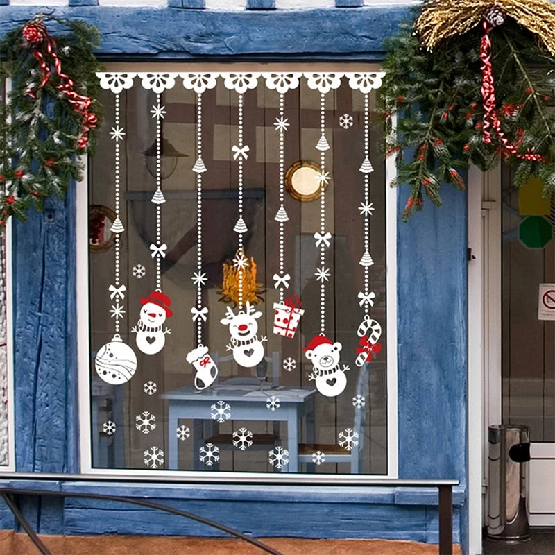 Adesivos de janela de natal, decorações de feliz natal para casa, adesivo de parede de natal, decalques de parede para quarto infantil, adesivos de ano novo