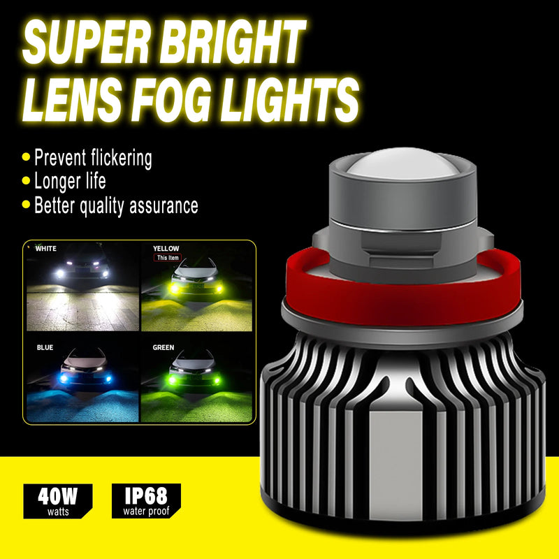 Lâmpada led para neblina, lente laser, turbo automotivo, farol de neblina, 12v, h7, h11, h8, h9, 9005, hb3, 9006, hb4, csp, 8000k, 6000k, 3000k, 2 peças