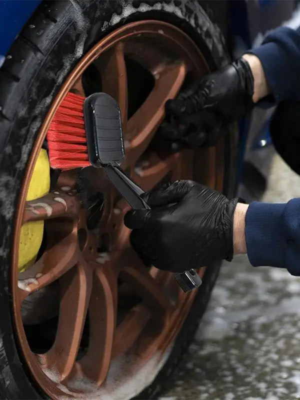 Escova de limpeza de rodas com cerdas macias para caminhão, escova para detalhes de pneus, escova automotiva para limpeza de rodas