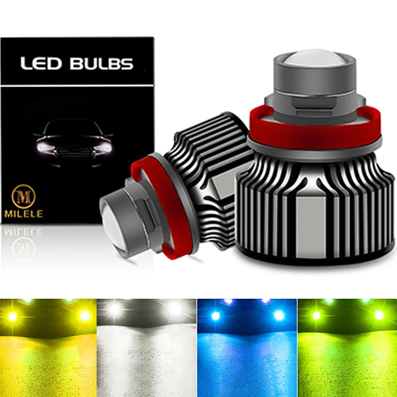 Lâmpada led para neblina, lente laser, turbo automotivo, farol de neblina, 12v, h7, h11, h8, h9, 9005, hb3, 9006, hb4, csp, 8000k, 6000k, 3000k, 2 peças